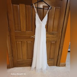 White frill overlay dress